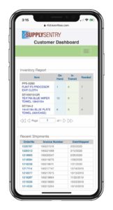 SupplySentry Inventory Dashboard on Mobile Phone Screen
